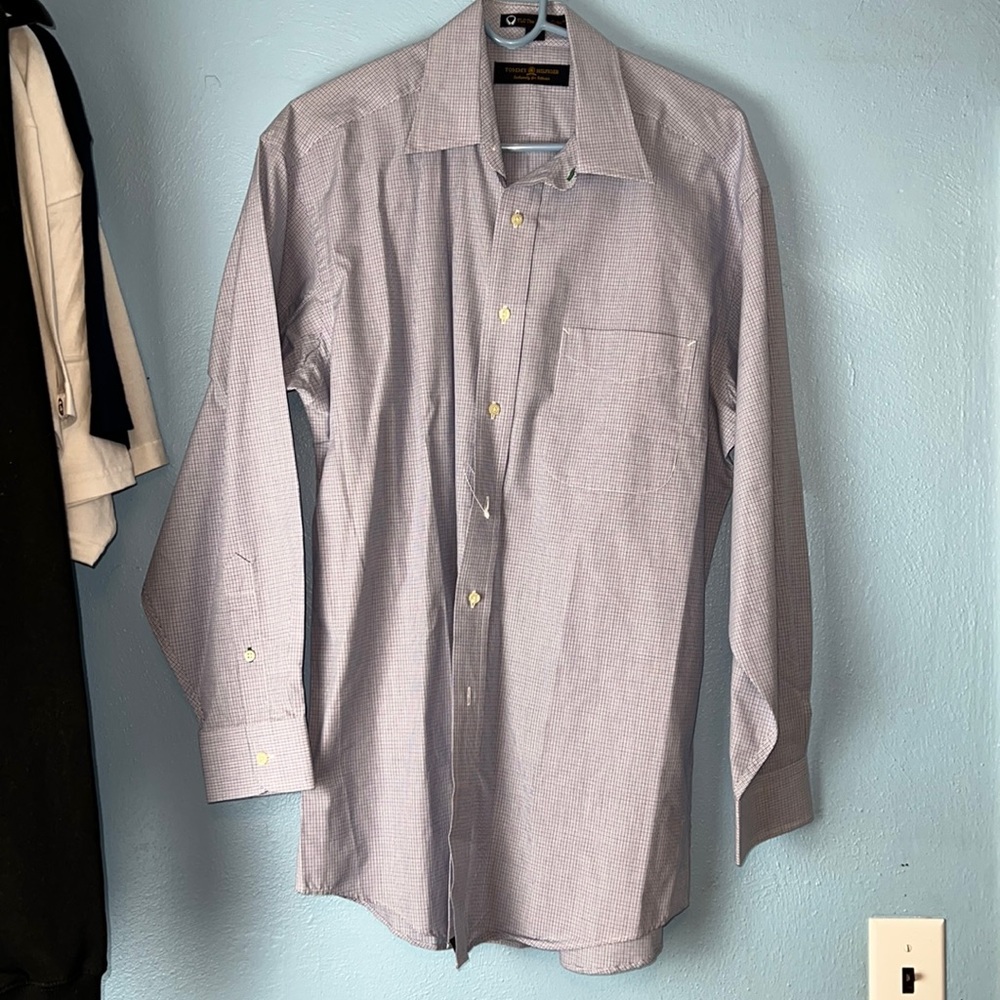Tommy Hilfiger Men's Dress Shirt Blue Check Pattern New 15 1/2 Neck